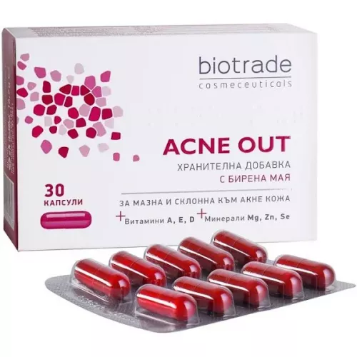Supliment alimentar pentru ten gras Acne Out, 30 capsule, Biotrade