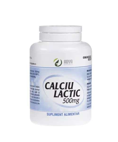Calciu lactic 500mg, 50 comprimate, Adya Green Pharma