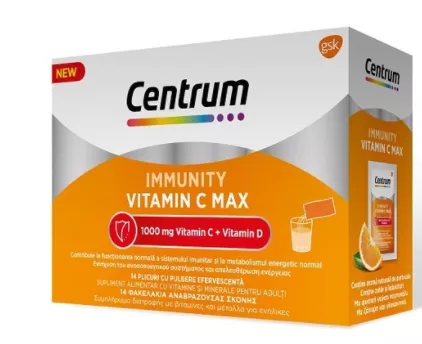 Centrum Immunity Vitamina C Max pulbere 1000mg+D, 14 plicuri, Glaxosmithkline