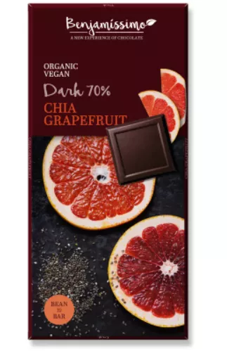 Ciocolata bio chia si grapefruit, 70g, Benjamissimo