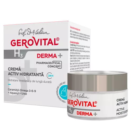 Crema activ hidratanta 24h H3 Derma+, 50ml, 380, Gerovital