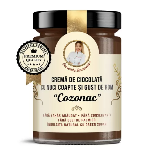 Crema de ciocolata, nuci coapte si gust de rom Cozonella, 350g, Remedia