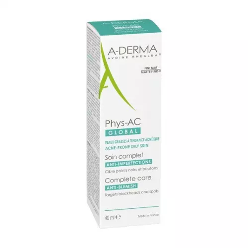 Crema pentru ten cu tendinta acneica Phys-AC Global, 40 ml, A-Derma