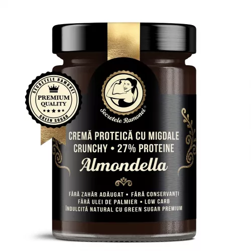 Crema proteica Almondella cu migdale crunchy, Secretele Ramonei, 350g, Remedia