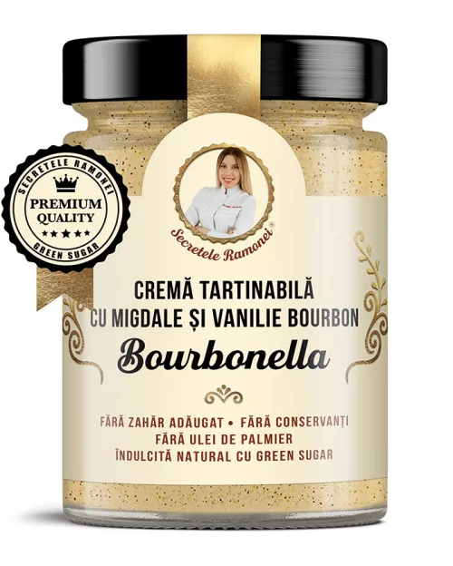 Crema tartinabila cu migdale si vanilie bourbon Bourbonella, Secretele Ramonei, 350g, Remedia