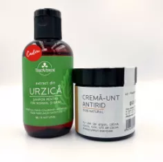 Crema - Unt antirid pentru fata 50 g + Sampon extract urzica 100 ml, Trio Verde