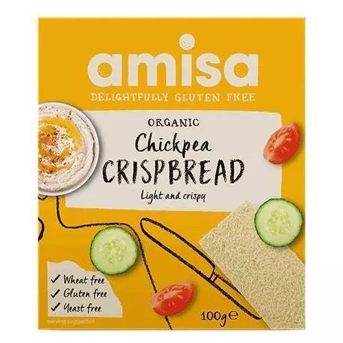 Crispbread bio fara gluten cu naut, 100g, Amisa