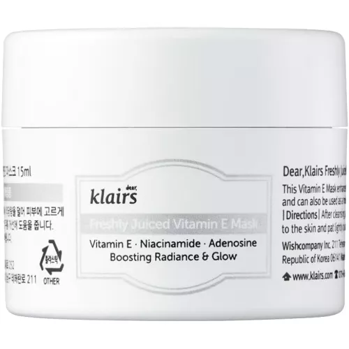 Dear Klairs Freshly Juiced Vitamin masca de fata crema cu vitamina E, 15ml