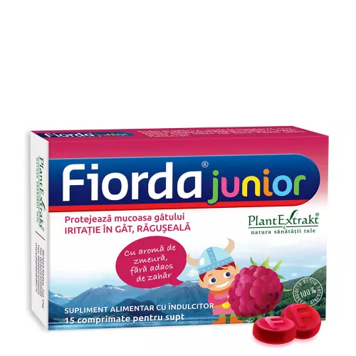 Fiorda Junior zmeura fara zahar, 15 comprimate, Plantextrakt