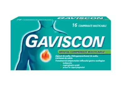 Gaviscon Mentol, 16 comprimate masticabile, Reckitt Benckiser 