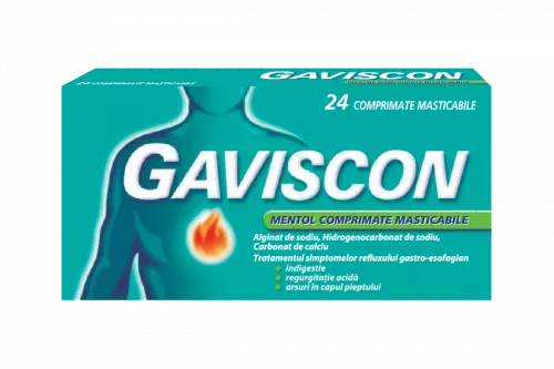 Gaviscon Mentol, 24 comprimate masticabile, Reckit