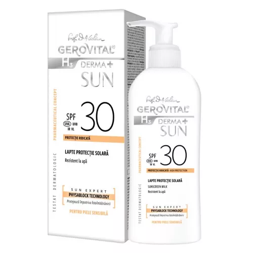 Lapte protectie solara SPF30 H3 Derma+ Sun Expert, 150 ml, Gerovital