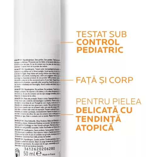 Lapte Dermo-Pediatric Baby Anthelios, SPF50+, 50ml, LA ROCHE-POSAY