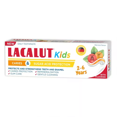 Pasta de dinti Lacalut Kids 2-6 ani, 55ml, Theiss Naturwaren