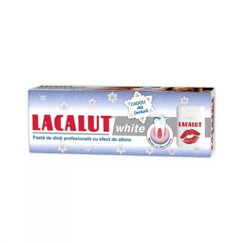 Pachet Lacalut pasta de dinti White 75ml + ata dentara 10m cadou, Theiss Naturwaren