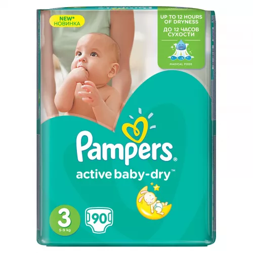 PAMPERS 3 Active Baby-dry(5-9kg) x 90buc