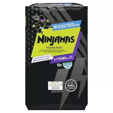 Scutece chilot de noapte pentru baieti Ninjamas 7, 17-30kg, 10 bucati, Pampers