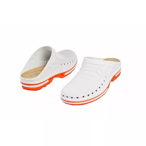 Papuci medicali autoclavabili Wock CLOG 01, marimea 35/36, alb/portocaliu, talpic polimeric
