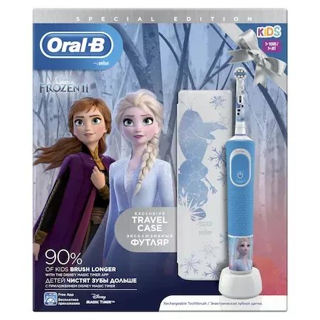 Periuta de dinti electrica pentru copii Frozen II +3ani + trusa calatorie, D100.413.2KX, Oral-B