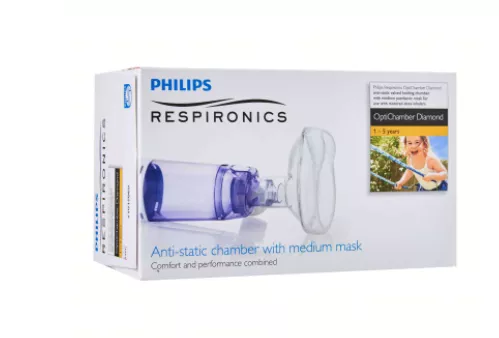 Camera de inhalare PHILIPS Respironics Optichamber Diamond 1079825, 1-5 ani, alb-albastru