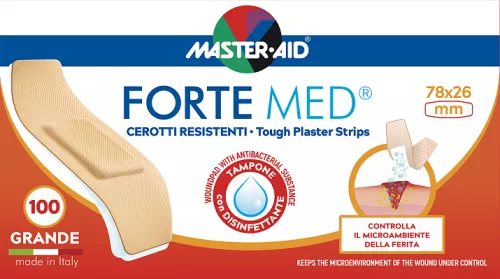 Plasturi ultra rezistenti Forte Med Master-Aid, Mare 78x26mm,100 bucati, Pietrasanta Pharma