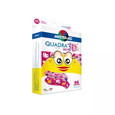 Plasturi pentru copii Quadra 3D Girls Master-Aid, 20 bucati, Pietrasanta Pharma