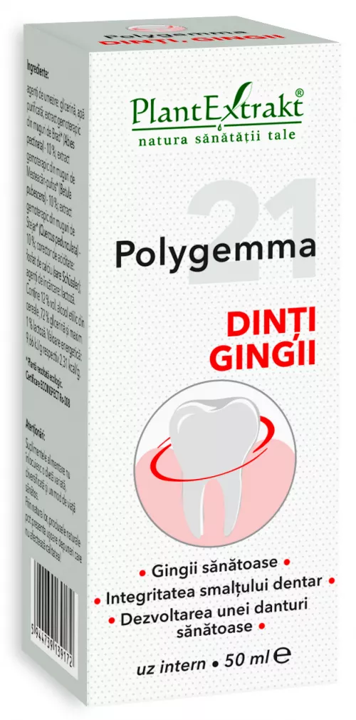 Polygemma 21 Dinti si Gingii sanatoase, 50 ml, Plantextrakt