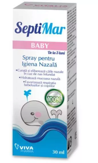 Spray pentru igiena nazala SeptiMar Baby, 30 ml, Viva Pharma