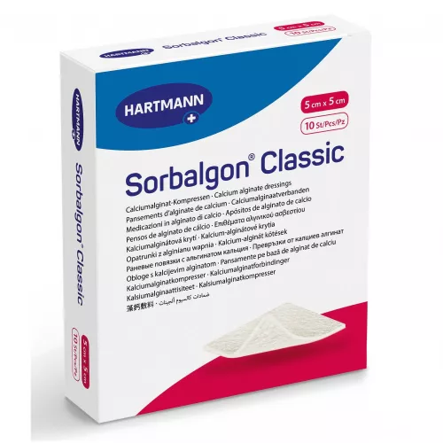 Pansament Sorbalgon Classic, 5x5 cm, 10 bucati, Hartmann