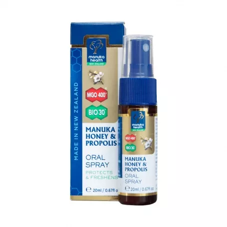 Spray oral cu miere de Manuka MGO400+ si propolis, 20ml, Manuka Health