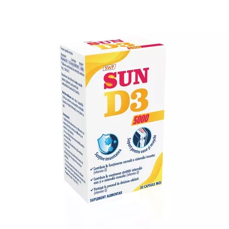 Sun D3, 5000 UI, 30 capsule, Sun Wave Pharma