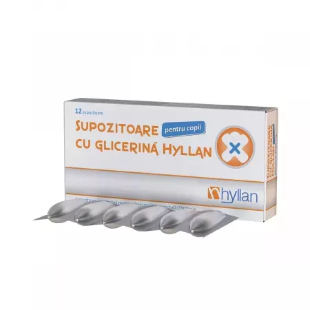 Supozitoare cu glicerina pentru copii 1500mg, 12 bucati, Hyllan