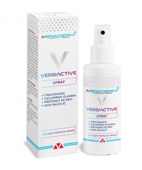 Spray emulsie fluida pentru corp si scalp Versiactive, 100 ml, Braderm