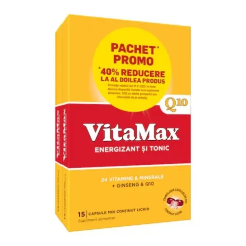 Vitamax Q10, 15 capsule moi 1+1-40% reducere din al doilea produs (Promo)
