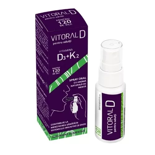Spray oral pentru adulti Vitoral D3+K2, 25 ml, Vitalogic