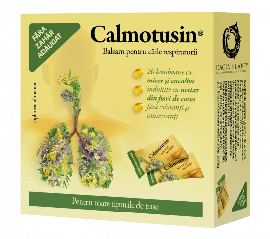 Calmotusin cu miere și eucalipt bomboane, 20 bucăți, Dacia Plant