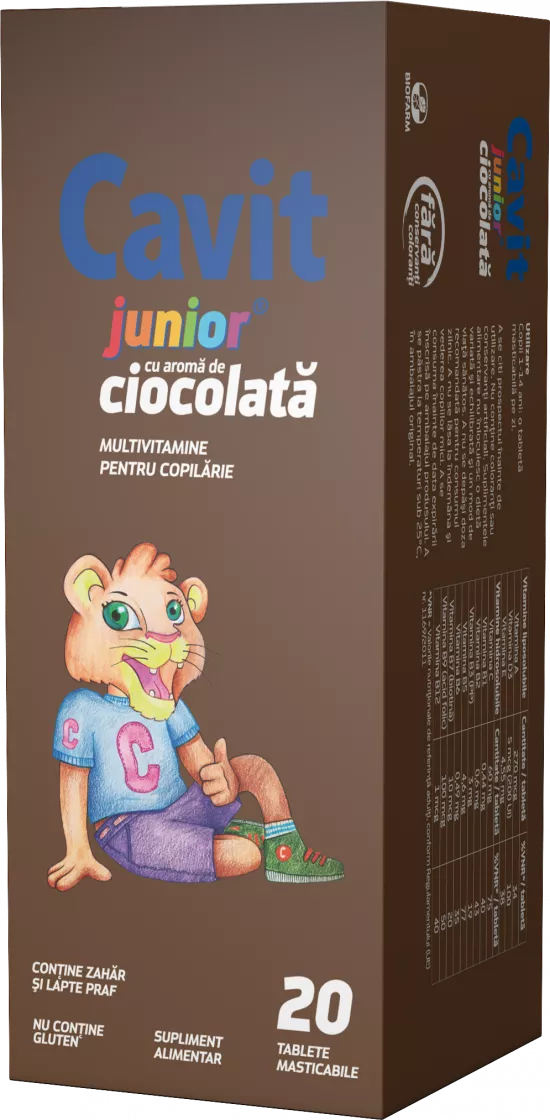 Cavit Junior ciocolată, 20 tablete, Biofarm