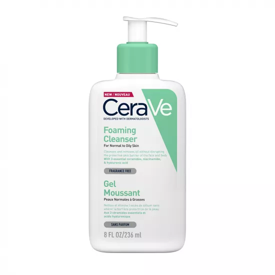 Gel de curățare spumant CeraVe, piele normal-grasă 236 ml