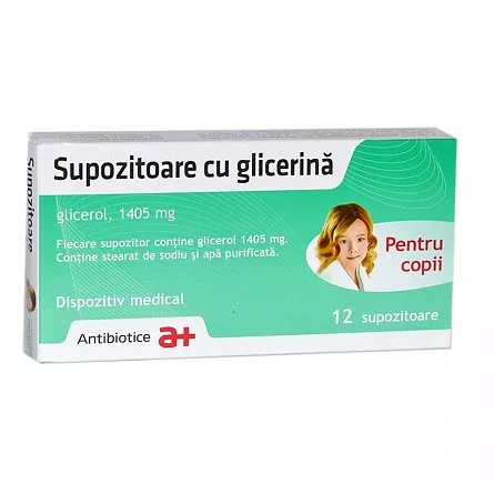 Supozitoare cu glicerina pentru copii 1405 mg, 12 supozitoare, Antibiotice