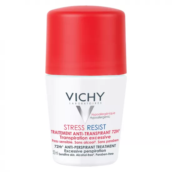 VICHY Deo Deodorant roll-on, tratament intensiv anti-transpirant stress-resist, eficacitate 72h, 50ml 