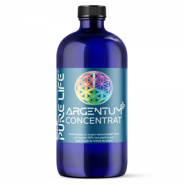 Argint nanocoloidal Afecțiuni Sezoniere - ARGENTUM+® CONCENTRAT 35ppm 240 ml cu măsură gradată, edera.ro