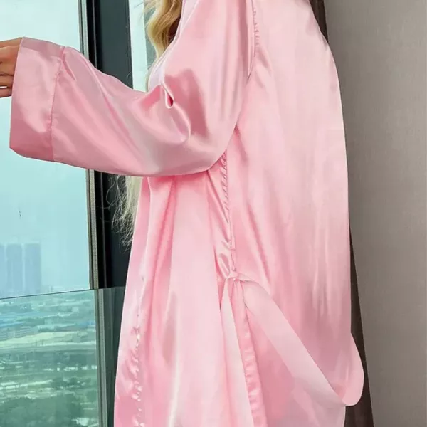 Set pijama rochie de noapte și halat din satin