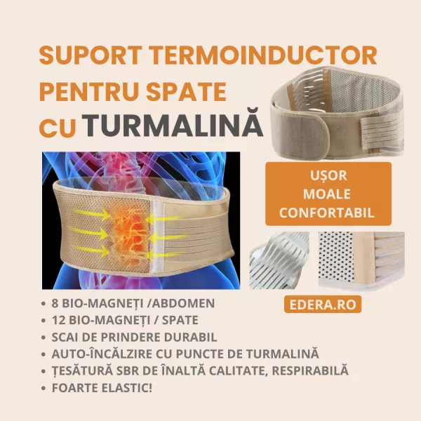 Suport termoinductor lombar cu turmalină - Centură spate