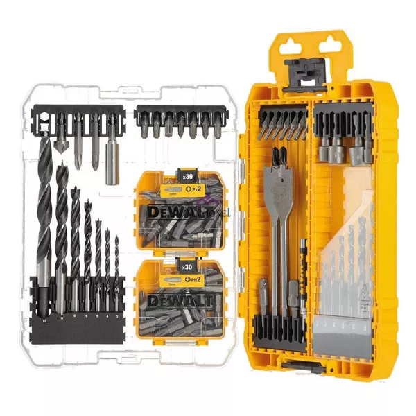 Set profesional Dewalt cu 100 accesorii mixte de gaurire si