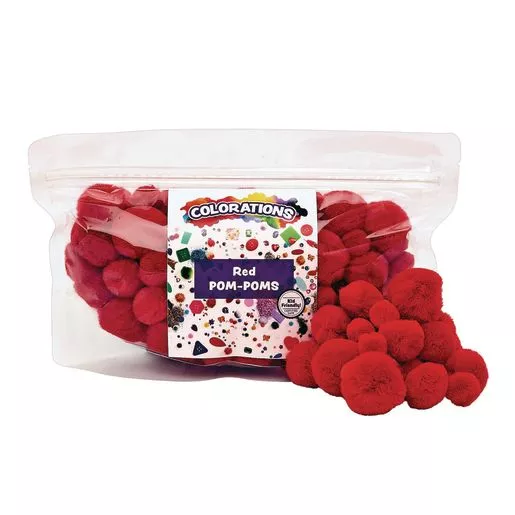 Set pom-pom - 100 de piese - Rosu