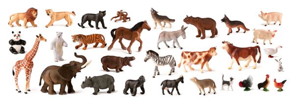 Set De 30 De Figurine Animale Domestice și Sălbatice