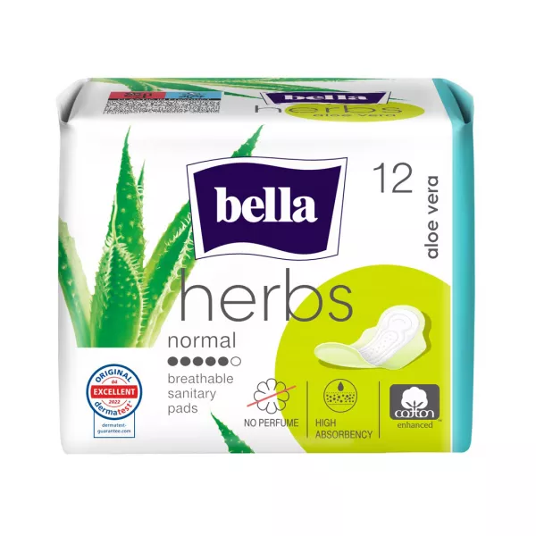 Absorbante igienice cu aloe vera Herbs, 12 bucati, Bella