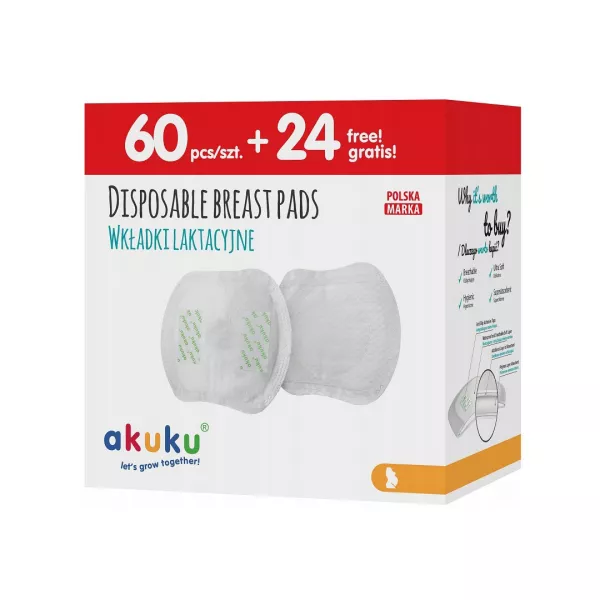 Absorbante pentru san, 84 bucati, A0368, Alb, Akuku