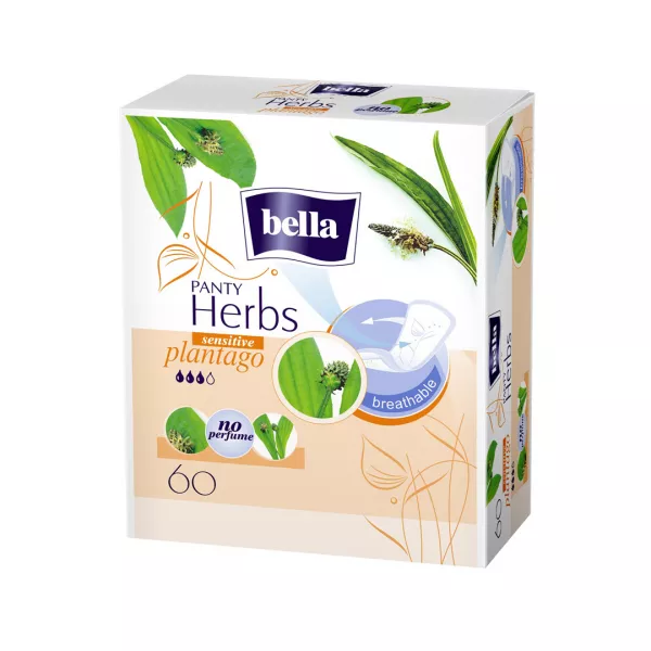 Absorbante zilnice Herbs Panty cu extract de patlagina, 60 bucati, Bella
