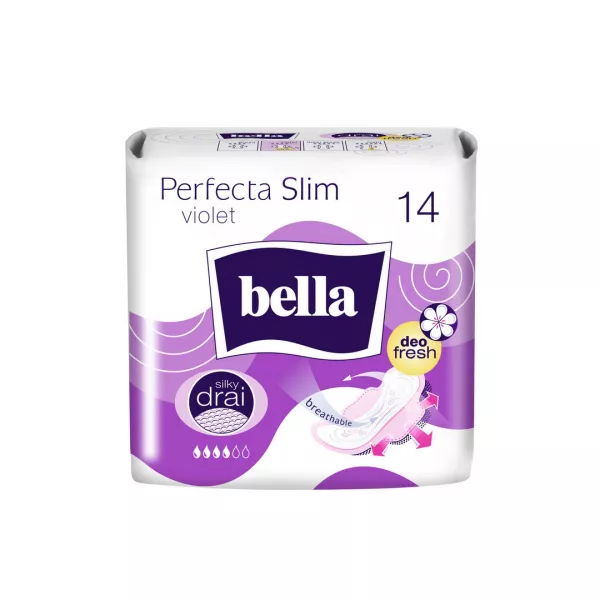 Absorbante Bella Perfecta Slim Violet Silky Drai Deo, 14 bucati
